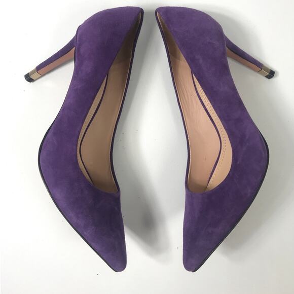 Tory Burch Greenwich Pump Women's 7 Purple Suede Stiletto Heels Chic Formal Bold - Picture 1 of 10